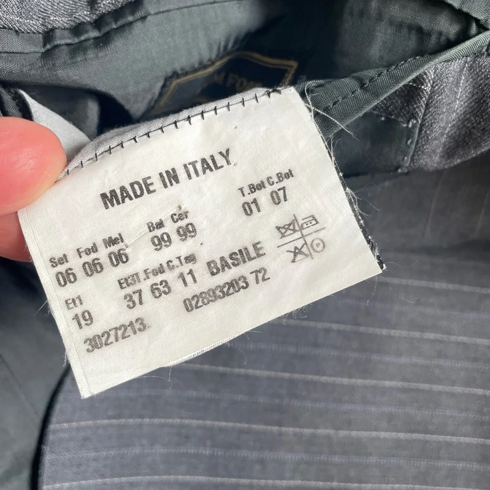 BASILE Italy Gray Pinstripe Wool Suit Set Jacket Pant US 42 Syd Jerome Chicago